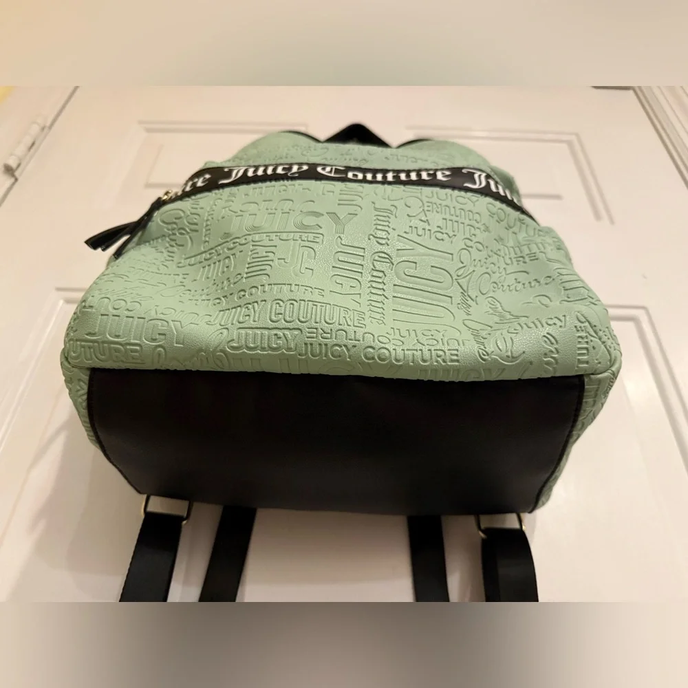 Juicy Couture Sage Green Embossed Logo Backpack NWOT Y2K Style